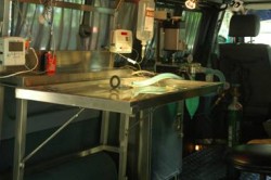The interior of the mobile wildlife clinic